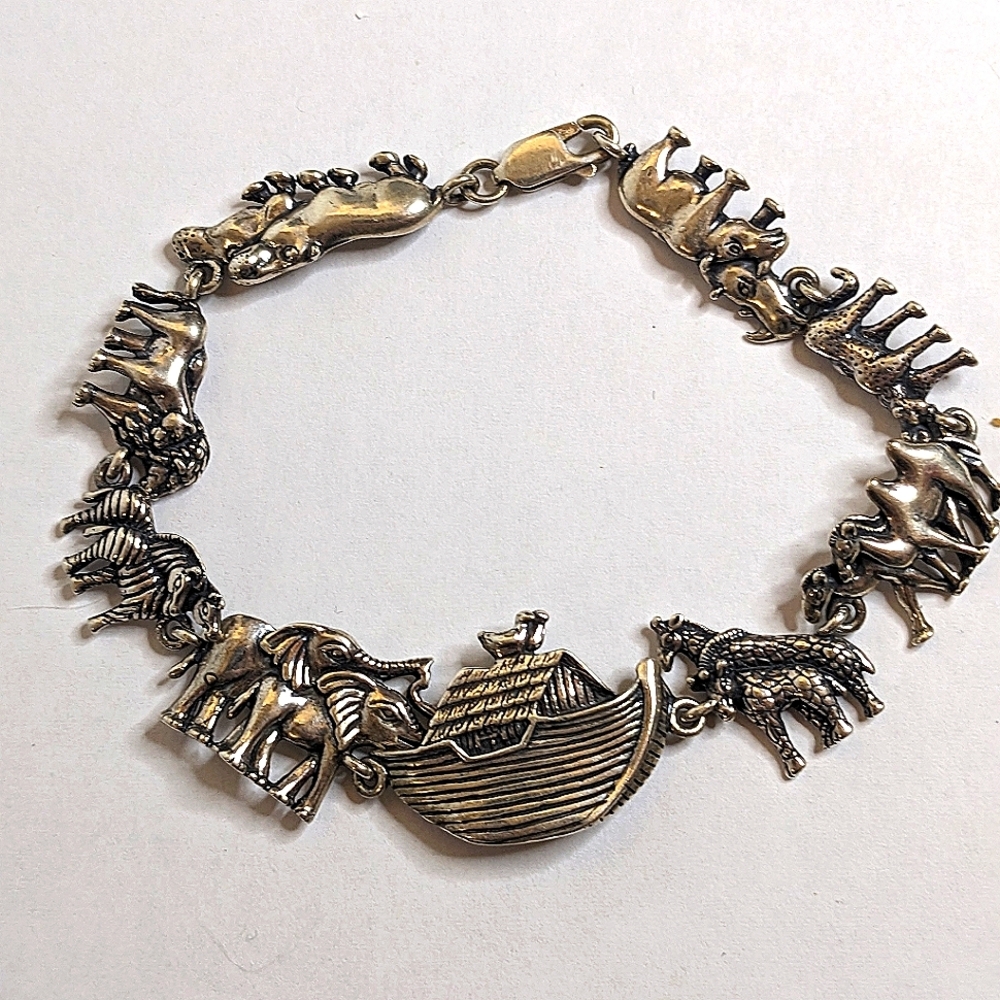 Signed Kabana 925 Sterling Silver Noah’s Ark Link Bracelet